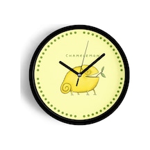 Sevimli Limon Bukalemun Modern Duvar Saati - 30cm - Önü Camlı Siyah Kasa - Sessiz Mekanizma-jh0197 Siyah