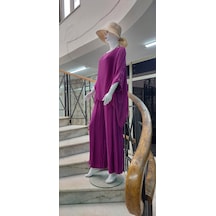Bohem Stil İtalyan Yarasa Kol İpek Bluz & Pantolon Takım-8767 Fuşya