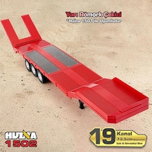 Huına 1502 1/18 Rc Uzaktan Kumandalı İş Makinesi İnşaat Aracı Römork Çekici Dorse Damper Trailer Flatbed 1501 İle Uyumlu Kırmızı