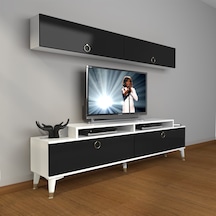 Decoraktiv Ekoflex 5 Mdf Gold Tv Ünitesi Tv Sehpası - Beyaz Siyah Beyaz - Siyah