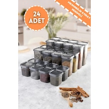 Rossel Premium Lüks Füme 24'Lü Erzak Saklama Kabı Etiket Hediyeli Çok Renkli