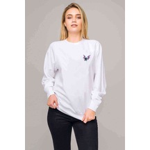 Pokemon Avengermon Golbat Baskılı Beyaz Kadın Sweatshirt