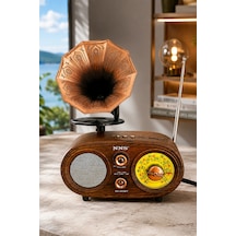 Nns Ns-803bt Kahverengi Retro Radyo Bluetooth Hoparlör Usb Tf Kart Şarjlı Nostaljik Radyo