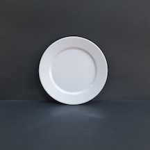 6 Adet Kırılmaz Melamin Çizgi Tatlı & Yemek Servis Tabağı 21 Cm - Beyaz Beyaz