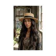 Gigi Luxe Kadın Lüks Hasır Gondol Model Plaj Şapkası Camel Camel
