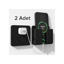 2 Adet Yapışkanlı, Kumanda-telefon Tutucu. Duvara Monte Telefon Tutacağı. Duvar Kumanta Tutucu. Siyah - 820802399 Siyah