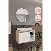 Gül Beyaz 70 Cm %100 Mdf Lavabolu Banyo Dolabı Ayna Lavabo Beyaz