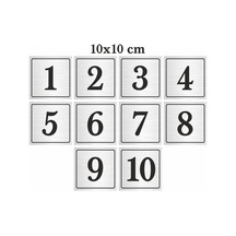 Metal Kapı Masa Dolap Numarası, Posta Kutusu Numarası 10x10 Cm 1 -10 Gümüş