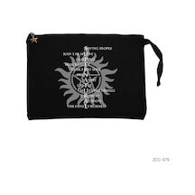 Zepplin Giyim Super Natural Saving People Siyah Clutch Astarlı Cüzdan