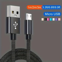 Oldfriend Hızlı Şarj Nylon Örgülü Micro Usb Kablosu Samsung Uyumlu Xiaomi Vivo Oppo Redmi Android Telefonlar Kırmızı 1m