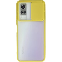 Drnds Newface Vivo Y53s Kılıf Palm Buzlu Kamera Sürgülü Silikon - Sarı
