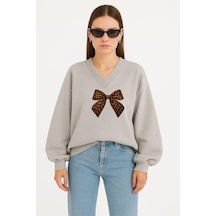 Benroma Kurdela Baskılı Ünisex V Yaka Sweatshirt Çok Renkli