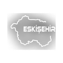 Eskişehir Harita Araba Sticker 17x17 Cm Beyaz