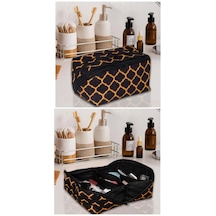 Tutma Kollu Makyaj Çantası Geniş Seyahat Kozmetik Organizeri Siyah