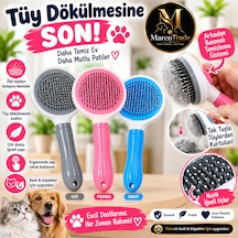 Kedi Köpek Tüy Tarağı Arkadan Basmalı Kendini Temizleyen Fırça Tek Tuşla Tüy Temizleme Ergonomik Pet Tarak