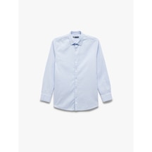 Koton Pamuklu Slim Fit Uzun Kollu İtalyan Yaka Gömlek Mavi 5sam60124hw Mavi