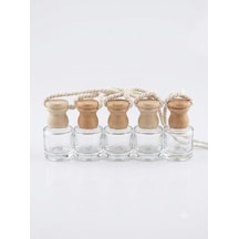 Ahşap Kapaklı Boş Cam Silindir Oto Kokusu Şişeleri, 8 Ml, 5 Adet, Yeniden Kullanılabilir, Esans Depolama İçin 6998