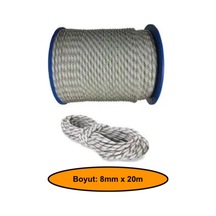 8 Mm Sentetik Iskota Halat, Dağcı İpi, Kamyoncu Halatı, Outdoor Kamping 20 Metre
