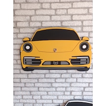 Porsche Araba Duvar Süsü Strafor Tablo Duvar Aksesuarı Strafor Tablo Sarı