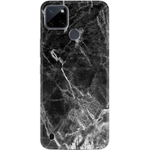 Realme C25Y Kılıf Resimli Silikon Kara Mermer 1375 Siyah