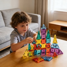Seyahat Tipi Metal Kutulu Mini Magnetic Yapı Blokları 3d Puzzle 45 Parça