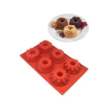 Ckm Silikon Muffin 3d Figürlü 6lı Kek Çörek Çikolata Kalıbı Silikon Muffin Kalıp Kırmızı Diğer