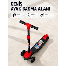 Çocuklar İçin 3 Tekerlekli Scooter Ayarlanabilir Gidonlu Eğlenceli Sürüş Aracı Siyah