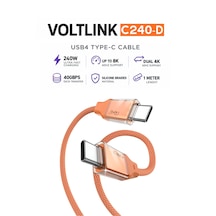Voltlınk C240 240w Type-c To Type-c Şarj Ve Data Kablosu 1 Metre Silikon Örgülü 480mbps Usb 2.0
