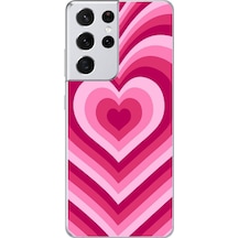Galaxy S21 Ultra Uyumlu Şeffaf Kılıf Kalp 1 Tasarımlı
