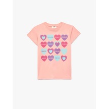 Koton Kalp Baskılı Pembe Kız Çocuk T-shirt 6skg10017ak Pembe