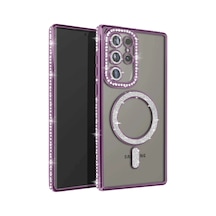 Uray Store Samsung Galaxy Uyumlu  S23 Ultra Joke Simli Magneticsafe Kılıf - Derin Mor
