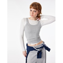 Koton Kaşkorse U Yaka Kolsuz Slim Fit Atlet Kar Melanj 6sal30078ık Gri Melanj