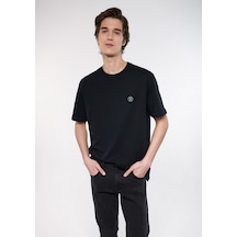 Mavi Logo Nakışlı Siyah Tişört Loose Fit / Bol Rahat Kesim 067074-900 Siyah