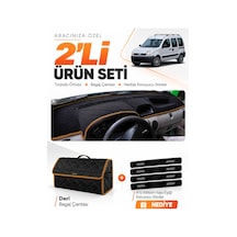 Renault Kangoo 2 Airbagsiz 2004-2008 Uyumlu Torpido Örtüsü + Deri Çanta Seti - Siyah Kahverengi