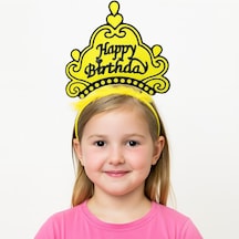 Sarı Happy Birthday Prenses Tacı Doğum Günü Taç Anessiworldesuarı - Özel Seri 0649-s 3+ Yaş