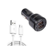 Te-092 36w Çift Qc3.0 Usb Hızlı Araç Şarj Cihazı + Usb'den Mikro Usb Veri Kablosu Seti Siyah
