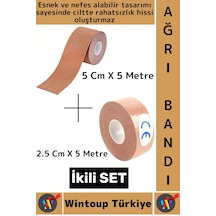 Ağrıbandı Hızlı Etki Bel Bacak Kol Boyun Sırt Omuz Kalça Kas Spor Ağrı Bandı 5 Metre Ten İkili Set
