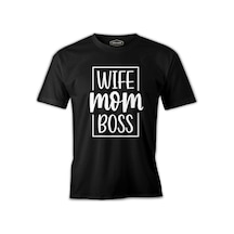 Wife Mom Boss Anneler Günü Siyah Unisex Tshirt