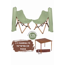 Bag The Joy Ahşap Masa Sandalye Seti Kahve-suyeşili- 70 70 55cm