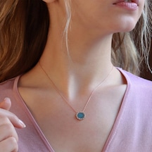 Zirkon Taşlı Güneş Rose Gold Kaplama Gümüş Kolye Gümüş Zirkon Taşlı Güneş Rose Gold Kaplama Gümüş Kolye Gümüş