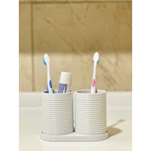 Modern Banyo Düzenleyici V4 - Diş Fırçalık Seti - Ikili Set - Beyaz - 10cm Beyaz