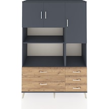Hyperion Dolap 8 Raflı 5 Çekmeceli 3 Kapaklı 132x44x195 Antrasit-antrasit/çam Antrasıt/atlas Çam