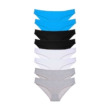 8 Adet Süper Eko Set Likralı Kadın Slip Külot Siyah Gri Beyaz Mavi Beden: S Standart