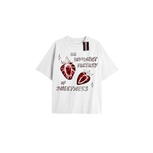 Tarzsokak Unisex Erkek/kadın Kalp Kaburga T-shirt Siyah Kod 79 Beyaz