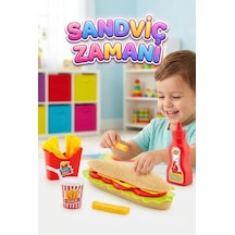 Küçük Şeflerin Eğlenceli Fast Food Seti Sandviç Zamanı: 4 Parça Renkli Ve Eğitici Oyuncak Seti