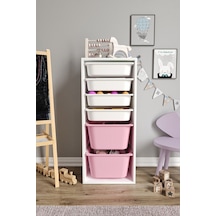 %100 Mdf - Large Mono 6 Sepetli Oyuncak Dolabı Pembe