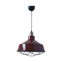 Retro Metal Bordo Eskitme Duylu Kafesli Ruktik Tekli Sarkıt Kafe Mutfak Aydınlatma Çap:30 Cm Beyaz