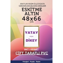 Altın-22mm-48x66 Cm Mat Pvc Li Camsız Fotoğraf Puzzle Belge Çerçeve Yatay Dikey Asılabilme.