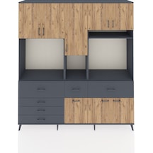Hyperion Dolap 10 Raflı 6 Çekmeceli 8 Kapaklı 220x44x243 Antrasit-çam/antrasit Çok Renkli