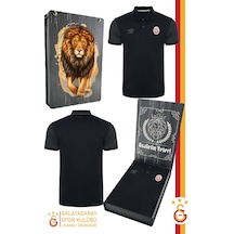 Galatasaray Lisanslı Polo Yaka Siyah Spor T-shirt Kutulu 001